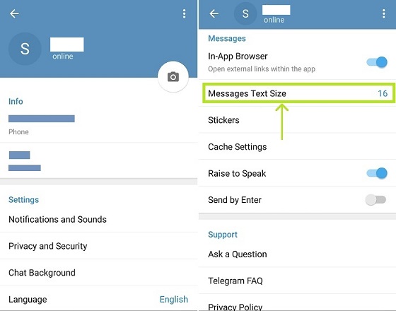 ترفند تغییر فونت در تلگرام
